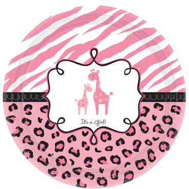 Sweet Safari Girl Baby Shower Plates 10.50in, 18pcs Printed Tableware - Party Centre - Party Centre