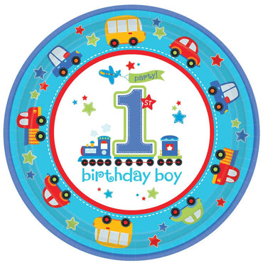All Aboard Round Paper Plates 10.50in, 18pcs Printed Tableware - Party Centre - Party Centre