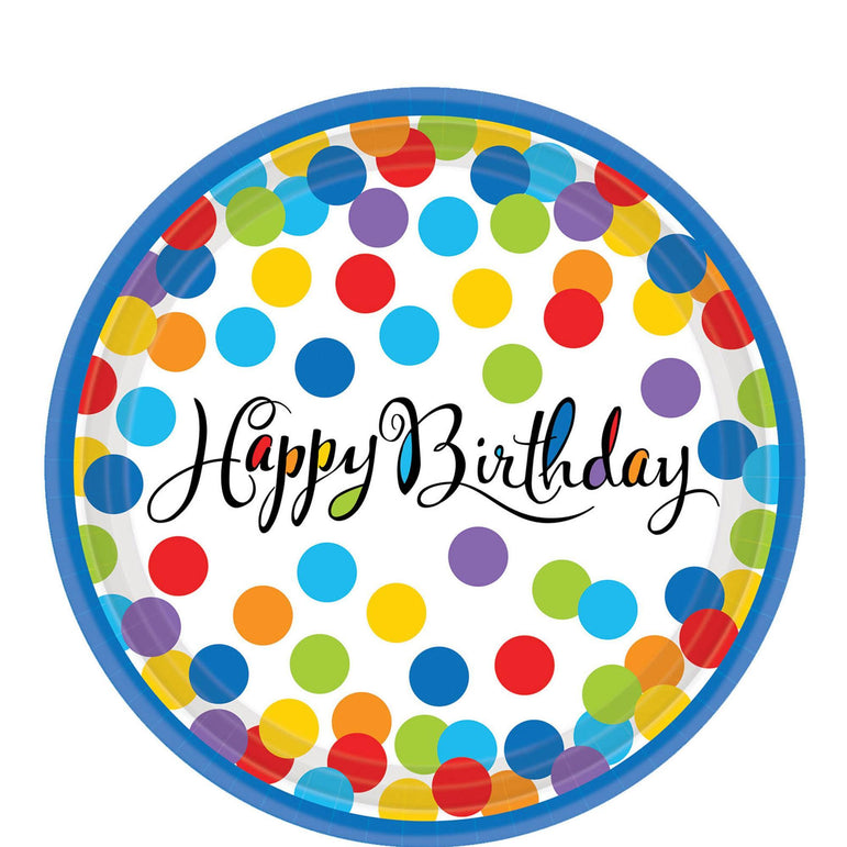 Confetti Bash Paper Plates 10.50in, 18pcs Printed Tableware - Party Centre