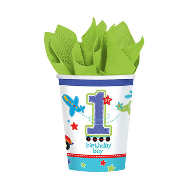 All Aboard Paper Cups 9oz, 18pcs Printed Tableware - Party Centre - Party Centre