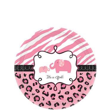 Sweet Safari Girl Baby Shower Plates 7in, 18pcs Printed Tableware - Party Centre - Party Centre