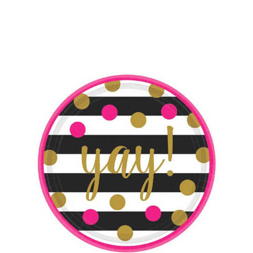 Gold Confetti Grad Paper Plates 7in, 18pcs Printed Tableware - Party Centre - Party Centre