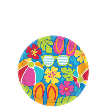 SUMMER SPLASH DESSERT PLATES 7IN, 18PCS Printed Tableware - Party Centre - Party Centre