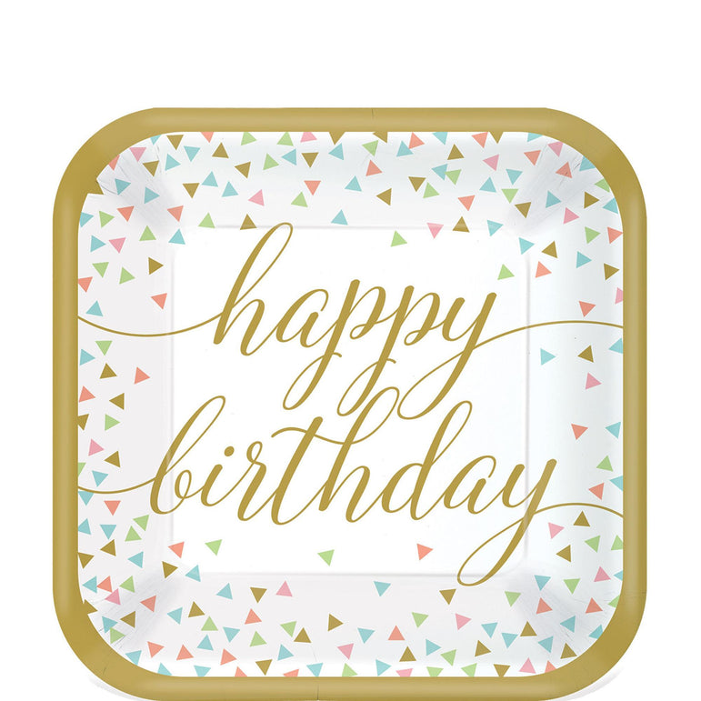 Confetti Fun Paper Plates 9in, 18pcs Printed Tableware - Party Centre