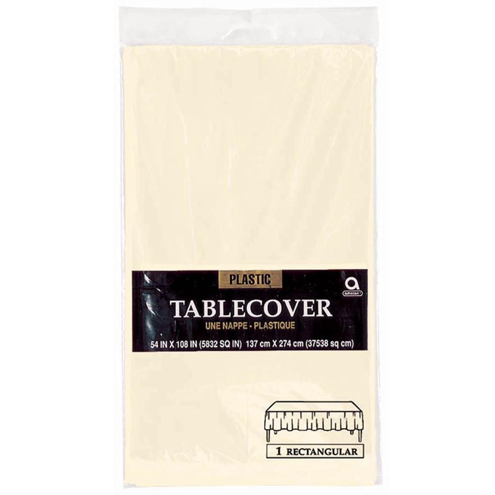 Vanilla Creme Plastic Table Cover 54 x 108in Solid Tableware - Party Centre - Party Centre