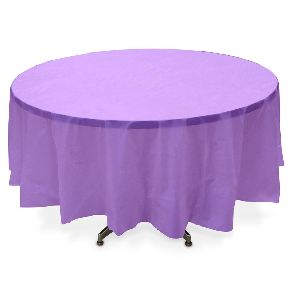 New Purple Round Plastic Table Cover 84in Solid Tableware - Party Centre - Party Centre