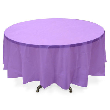 New Purple Round Plastic Table Cover 84in Solid Tableware - Party Centre - Party Centre