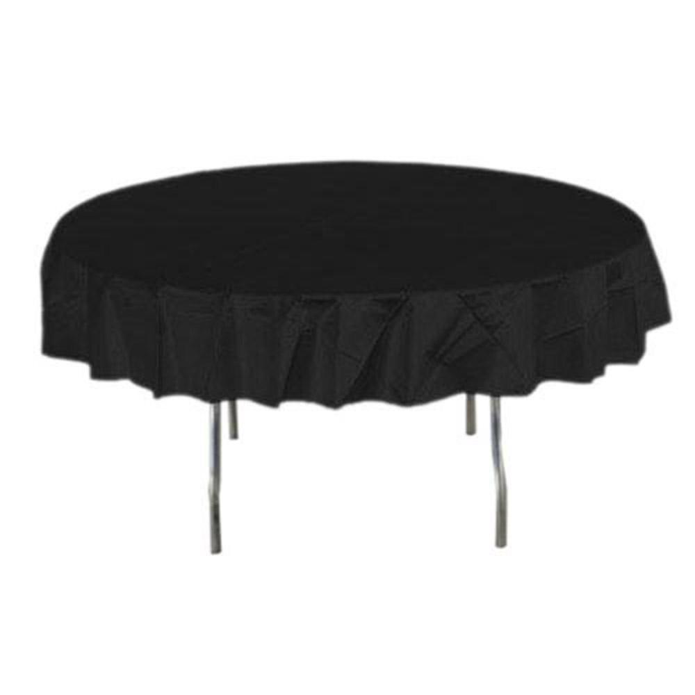 Jetblack Plastic Round Table Cover 84in Solid Tableware - Party Centre - Party Centre