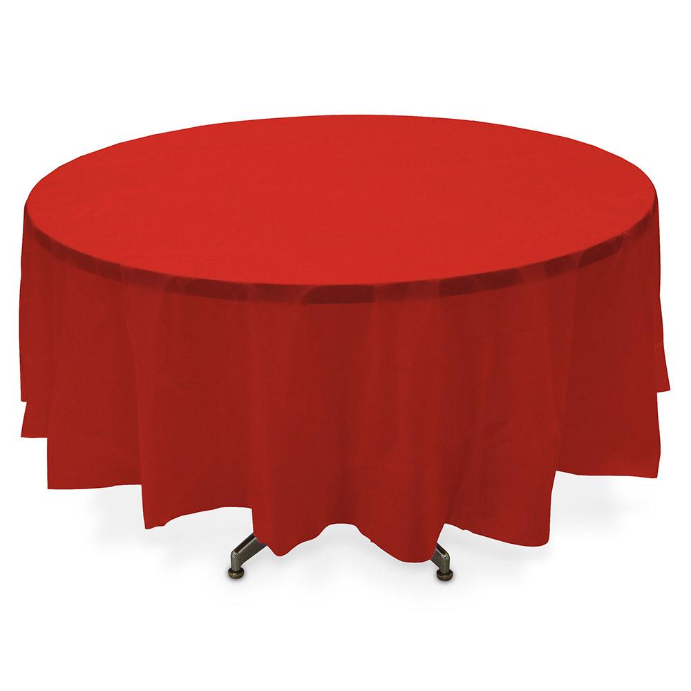 Apple Red Plastic Round Table Cover 84in Solid Tableware - Party Centre - Party Centre