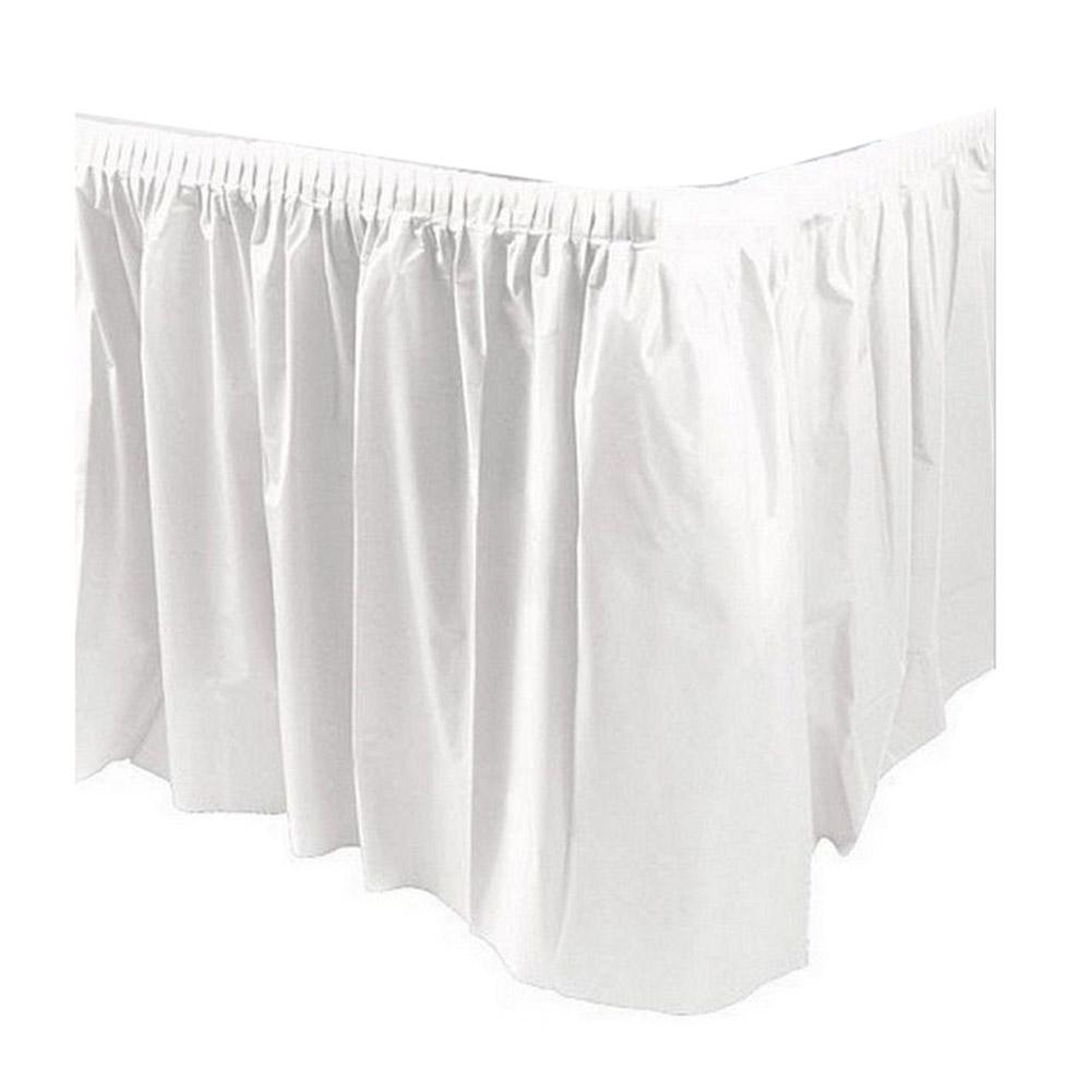 Frosty White Plastic Table Skirt 14ft x 29in Solid Tableware - Party Centre - Party Centre