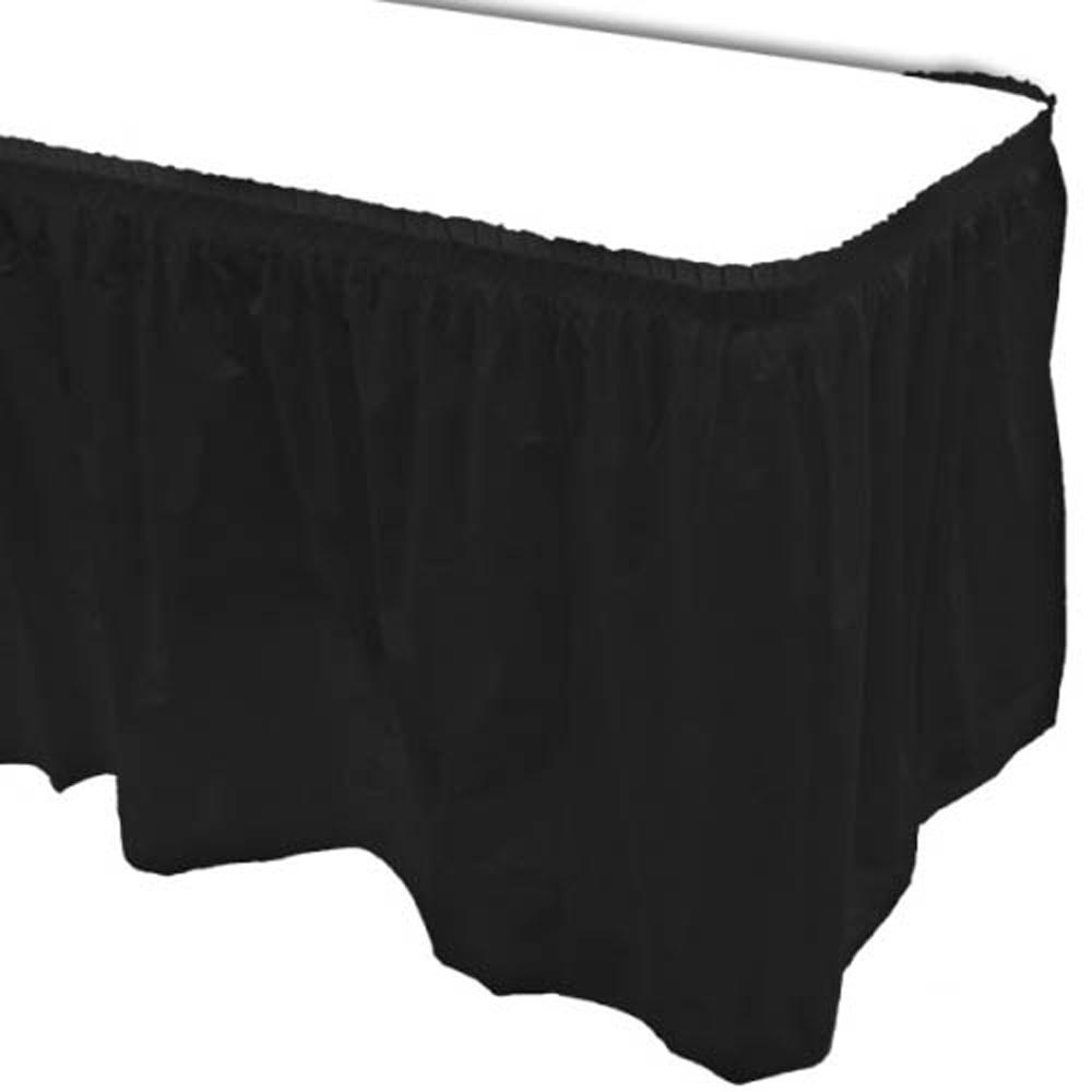 Plastic Table Skirt Jet Black 14ft x 29in Solid Tableware - Party Centre - Party Centre
