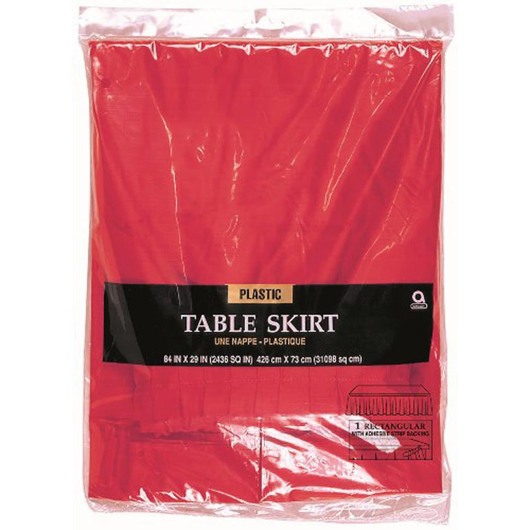 Apple Red Table Skirt  14ft x 29in Solid Tableware - Party Centre