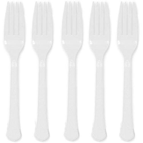 Frosty White Heavy Weight Plastic Forks 20pcs Solid Tableware - Party Centre - Party Centre