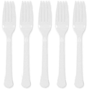 Frosty White Heavy Weight Plastic Forks 20pcs Solid Tableware - Party Centre - Party Centre