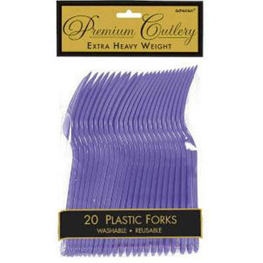 New Purple Heavy Weight Plastic Forks 20pcs Solid Tableware - Party Centre - Party Centre