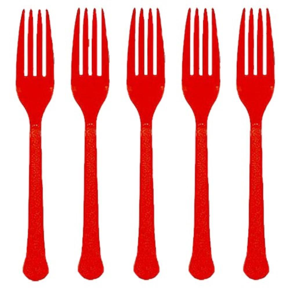 Apple Red Plastic Forks 20pcs Solid Tableware - Party Centre - Party Centre