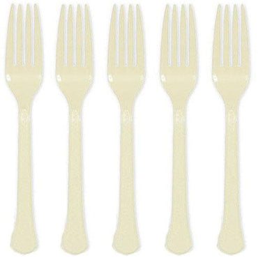 Vanilla Creme Heavy Weight Plastic Forks 20pcs Solid Tableware - Party Centre - Party Centre