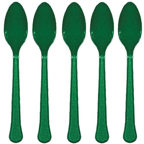 Festive Green Heavy Weight Plastic Spoons 20pcs Solid Tableware - Party Centre - Party Centre