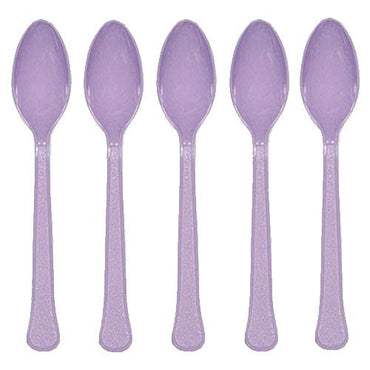 Lavender Heavy Weight Platic Spoons 20pcs Solid Tableware - Party Centre - Party Centre