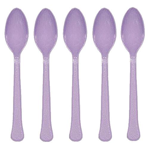 Lavender Heavy Weight Platic Spoons 20pcs Solid Tableware - Party Centre