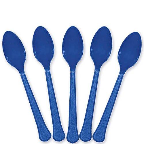 Bright Royal Blue Heavy Weight Plastic Spoon 20pcs Solid Tableware - Party Centre - Party Centre