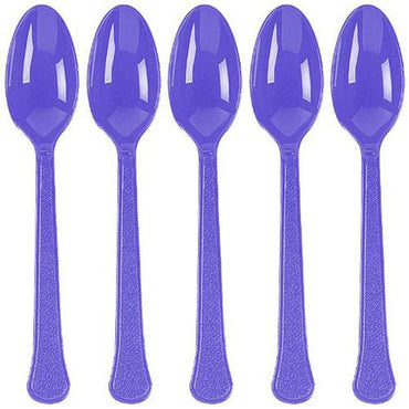 New Purple Heavy Weight Plastic Spoons 20pcs Solid Tableware - Party Centre - Party Centre