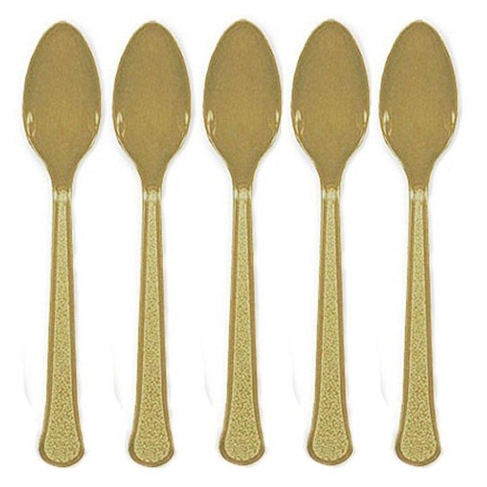 Gold Heavy Weight Plastic Spoons 20pcs Solid Tableware - Party Centre - Party Centre