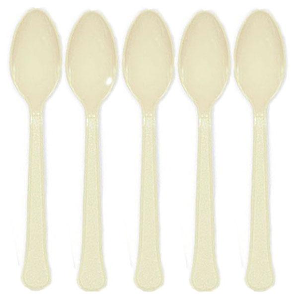 Vanilla Creme Heavy Weight Plastic Spoons 20pcs Solid Tableware - Party Centre - Party Centre