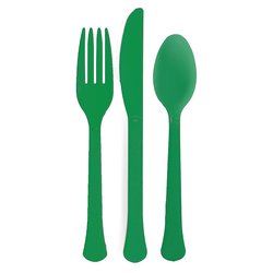 أدوات مائدة متنوعة ومتينة بلون أخضر مبهج، 24 قطعة