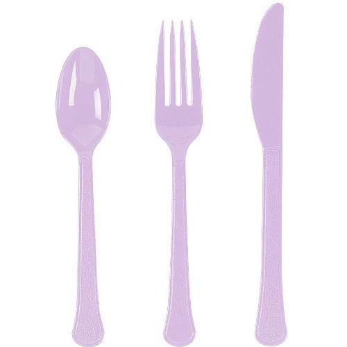 Lavender Heavy Weight Assorted Cutlery 24pcs Solid Tableware - Party Centre - Party Centre