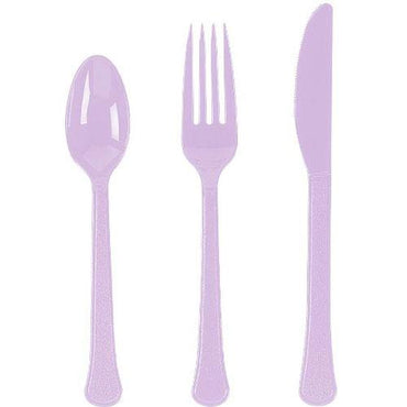 Lavender Heavy Weight Assorted Cutlery 24pcs Solid Tableware - Party Centre - Party Centre