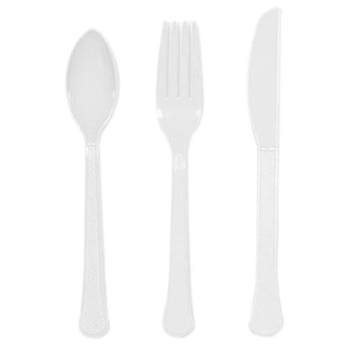 Frosty White Heavy Weight Assorted Cutlery 24pcs Solid Tableware - Party Centre - Party Centre