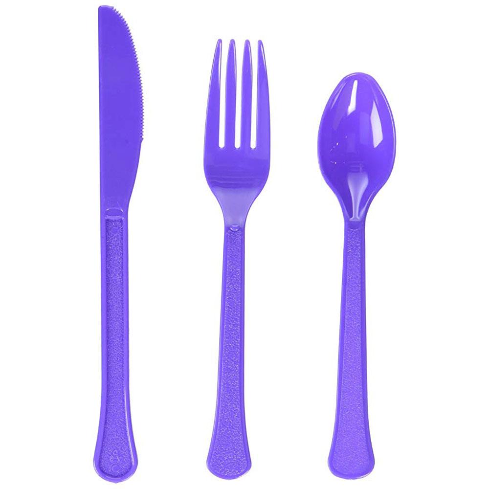 New Purple  Heavy Cutlery Assorted Solid Tableware - Party Centre - Party Centre