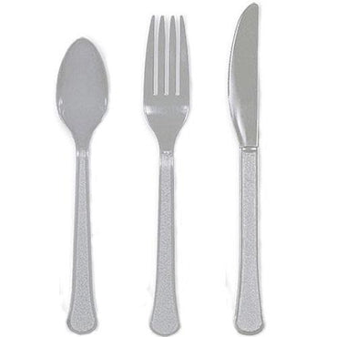 Silver Heavy Weight Assorted Cutlery 24pcs Solid Tableware - Party Centre - Party Centre