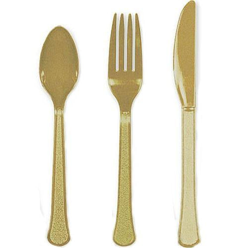 Gold Heavy Weight Assorted Cutlery 24pcs Solid Tableware - Party Centre - Party Centre