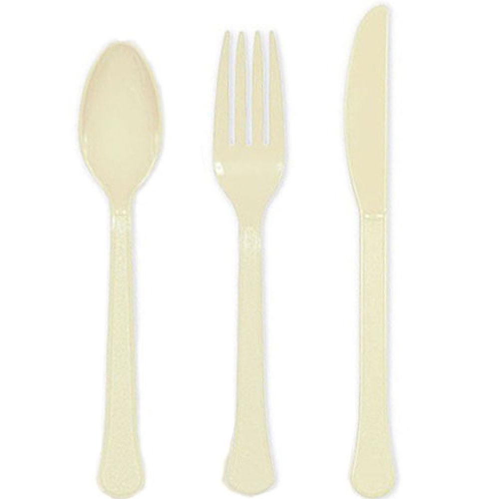 Vanilla Creme Heavy Weight Assorted Cutlery 24pcs Solid Tableware - Party Centre - Party Centre
