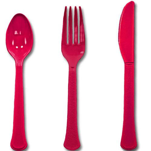 Magenta Heavy Weight Assorted Cutlery 24pcs Solid Tableware - Party Centre - Party Centre