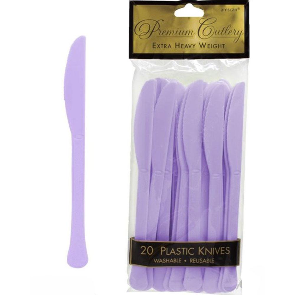 Lavender Heavy Weight Plastic Knives 20pcs Solid Tableware - Party Centre - Party Centre