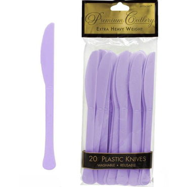 Lavender Heavy Weight Plastic Knives 20pcs Solid Tableware - Party Centre - Party Centre