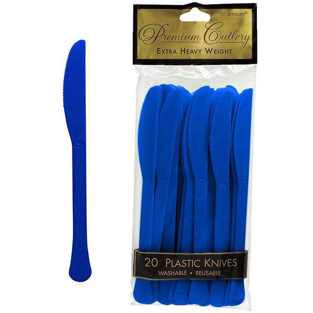 Bright Royal Blue Heavy Weight Plastic Knives 20pcs Solid Tableware - Party Centre - Party Centre