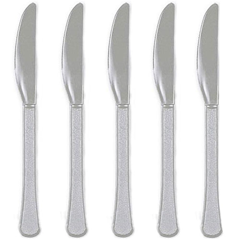 Silver Heavy Weight Plastic Knives 20pcs Solid Tableware - Party Centre - Party Centre