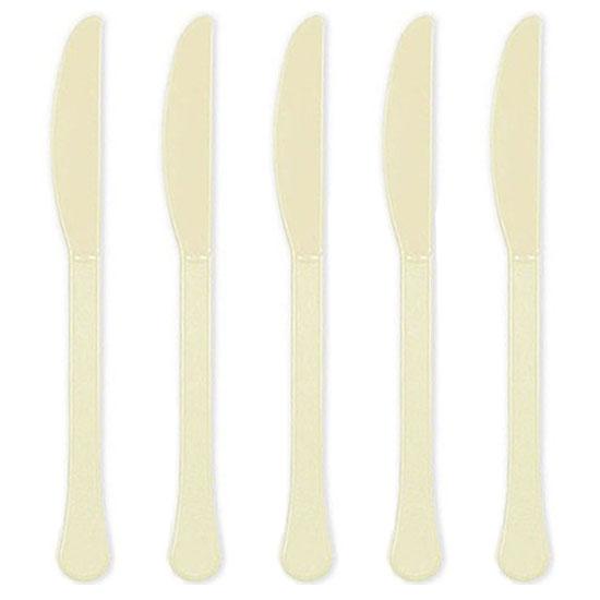 Vanilla Creme Heavy Weight Plastic Knives 20pcs Solid Tableware - Party Centre - Party Centre
