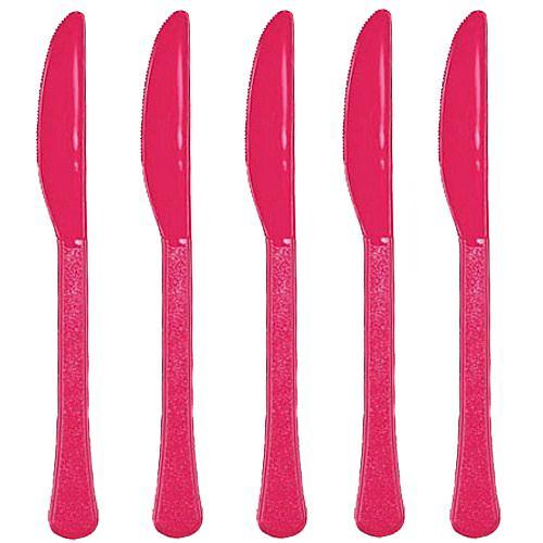 Magenta Heavy Weight Plastic Knives 20pcs Solid Tableware - Party Centre - Party Centre