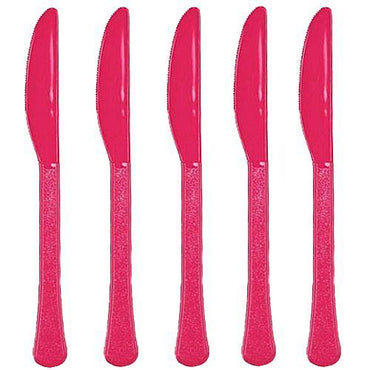 Magenta Heavy Weight Plastic Knives 20pcs Solid Tableware - Party Centre - Party Centre