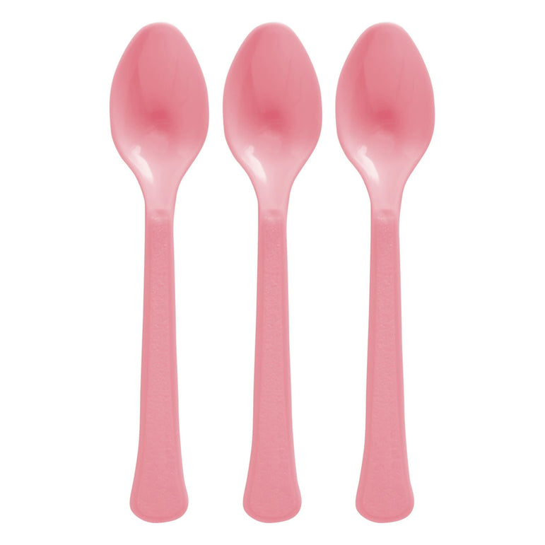 New Pink Heavy Weight Plastic Spoons 20pcs
