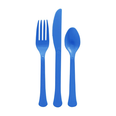 Bright Royal Blue Heavy Weight Cutlery Assorted 24pcs - Party Centre