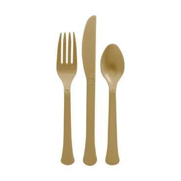 Gold Heavy Weight Cutlery Assorted 24pcs - Party Centre