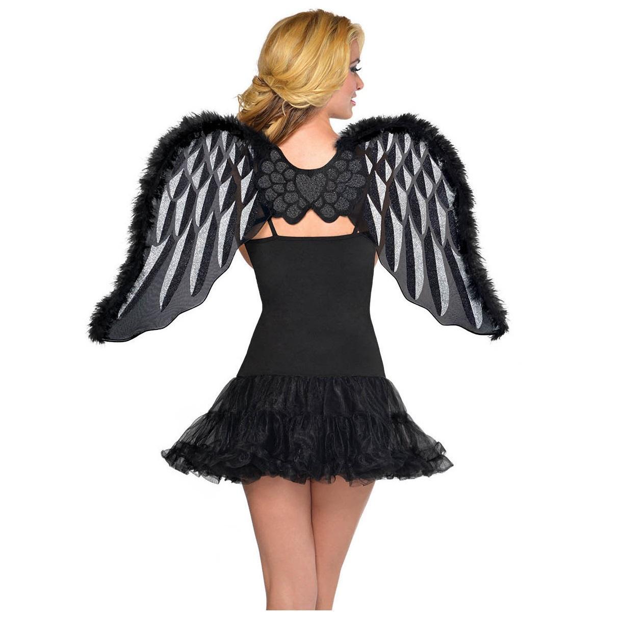 Black Marabou Angel Wings Costumes & Apparel - Party Centre - Party Centre