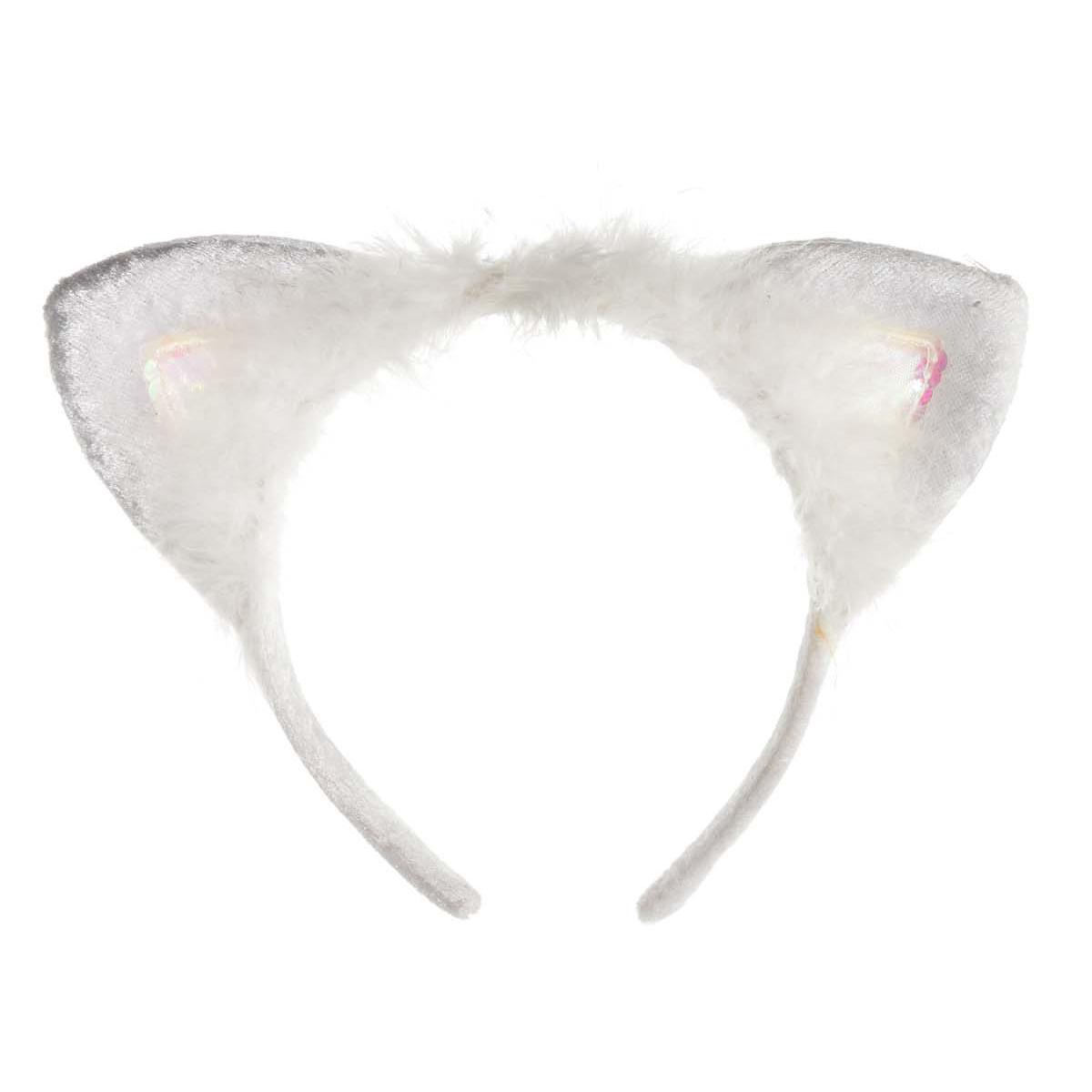 Adult White Marabou Cat Ears Costumes & Apparel - Party Centre - Party Centre
