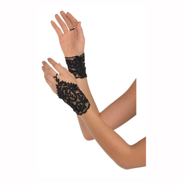 Black Lace Glovelettes Costumes & Apparel - Party Centre - Party Centre